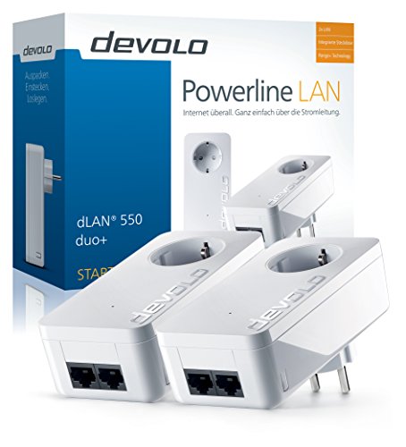 devolo dLAN 550 duo+ Starter Kit Powerline (500 Mbit/s Internet über die Steckdose, 2x LAN Ports, 2x Powerlan Adapter, integrierte Steckdose, PLC Netzwerkadapter) weiß - 2