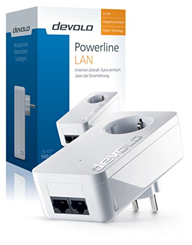 devolo dLAN 550 duo+ Powerlan Adapter (500 Mbit/s, 2x LAN Port, Kompaktgehäuse, Netzwerk, Powerline, einfaches LAN Netzwerk aus der Steckdose) weiß - 2