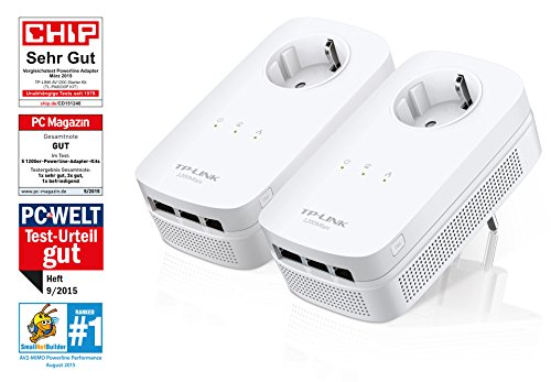 TP-Link TL-PA8030P KIT AV1200 Gigabit Powerline Netzwerkadapter(1200Mbit/s, MU-MIMO, 3 Gigabit Ports, Steckdose, ideal für HDTV, energiesparend, Plug&Play) weiß - 2