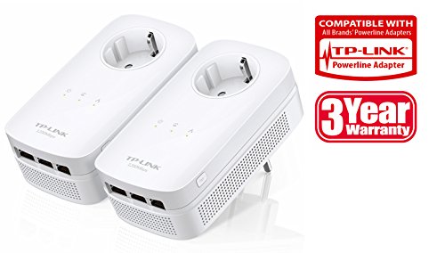 TP-Link TL-PA8030P KIT AV1200 Gigabit Powerline Netzwerkadapter(1200Mbit/s, MU-MIMO, 3 Gigabit Ports, Steckdose, ideal für HDTV, energiesparend, Plug&Play) weiß - 3
