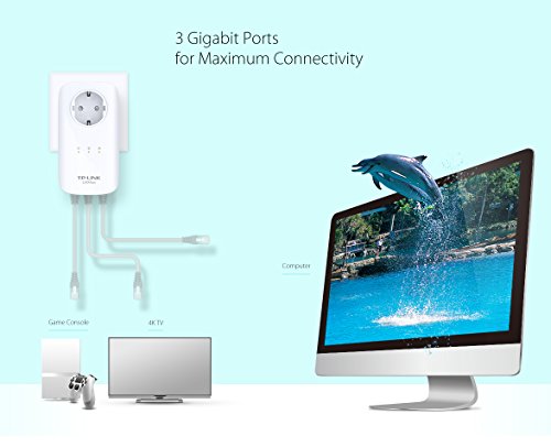 TP-Link TL-PA8030P KIT AV1200 Gigabit Powerline Netzwerkadapter(1200Mbit/s, MU-MIMO, 3 Gigabit Ports, Steckdose, ideal für HDTV, energiesparend, Plug&Play) weiß - 6