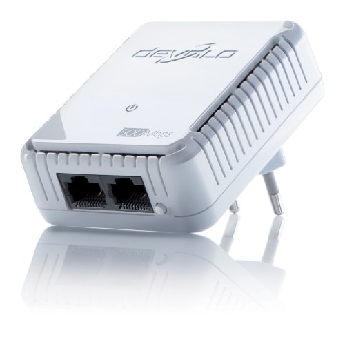 devolo dLAN 500 duo Powerline (500 Mbit/s Internet über die Steckdose, 2x LAN Ports, 1x Powerlan Adapter, PLC Netzwerkadapter) weiß
