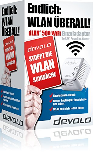 devolo dLAN 500 WiFi Powerline (500 Mbit/s Internet über die Steckdose, 300 Mbit/s über WLAN, 1x LAN Port, 1x Powerlan Adapter, PLC Netzwerkadapter, WLAN Verstärker, WiFi Booster, WiFi Move) weiß - 2