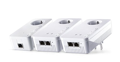 devolo dLAN 1200+ WiFi ac Powerline Network Kit (1200 Mbit/s WLAN ac, WLAN Verstärker, 2x LAN Ports, 3x Powerlan Adapter, ideal für Online Gaming und HD-Streaming, PLC Netzwerkadapter, WiFi Move) weiß